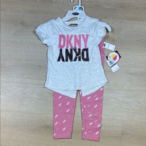 NEW DKNY Gray & Pink Little Girl’s size 2 Piece Outfit